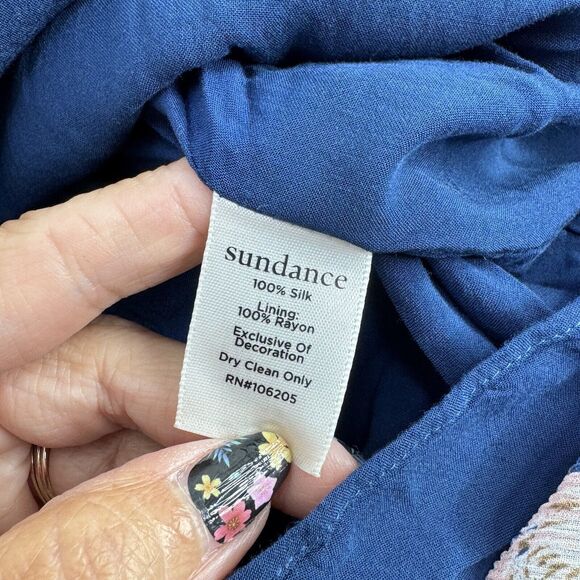 SUNDANCE Botanical Blouse Top Womens Sz L Silk Floral Crochet Lined - Picture 4 of 6